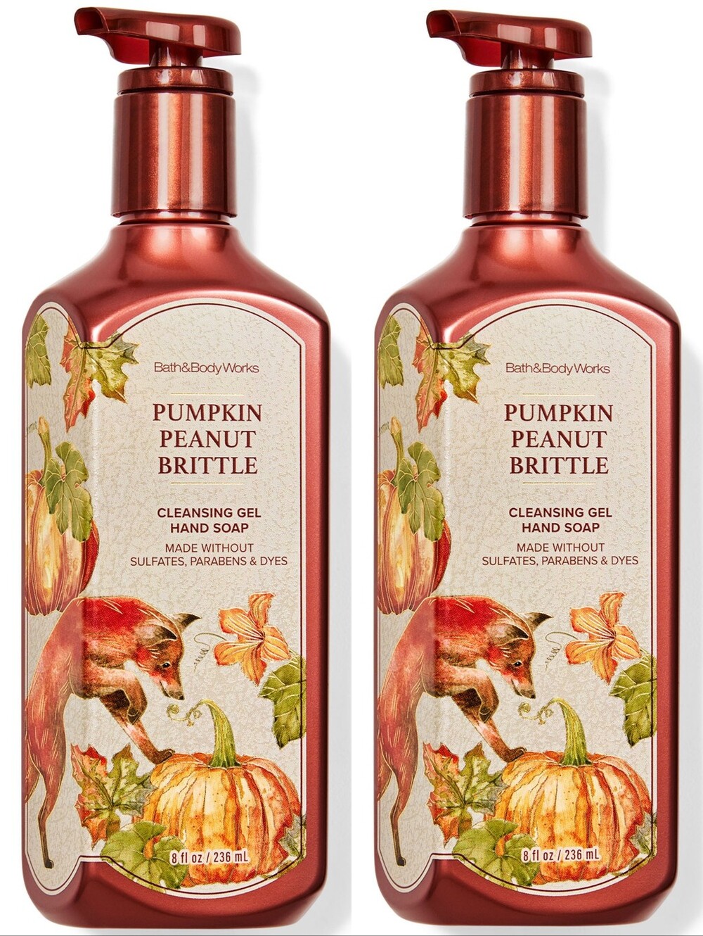 Bath Body Works Pumpkin Peanut Brittle Cleansing Gel Hand Soap Set of 2 NEW RARE